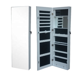 Casier de rangement pour <span class=keywords><strong>bijoux</strong></span>, miroir sur plein écran, <span class=keywords><strong>porte</strong></span> murale, <span class=keywords><strong>armoire</strong></span> à <span class=keywords><strong>bijoux</strong></span> blanche - Product Image 1
