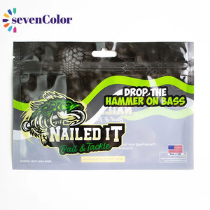 Kustom cetak Logo jendela bening plastik lunak kait pancing kemasan cacing ritsleting dapat ditutup kembali tas umpan dengan lubang Eropa - Product Image 1