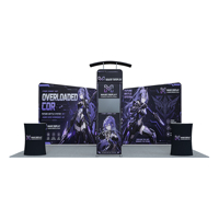 Stand d'exposition portable, stand modulaire pour salon professionnel, structure en tube d'aluminium avec auvent en tissu tendu, comptoir d'accueil