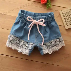 New Arrival Infant Girls Denim Hot Shorts Casual Kids Girls Lace Up Jeans Shorts