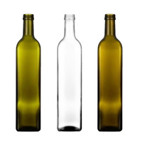 Bouteille en verre pour huile d'olive Marasca carrée, vert antique foncé, 750 ml