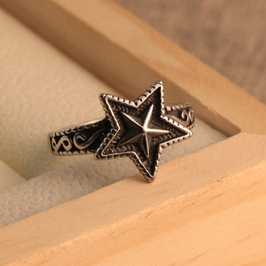 Star <b>Ring</b> <b>Titanium</b> Steel Men's Jewelry SA944 Gift Occasion Retro Design - Product Image 2