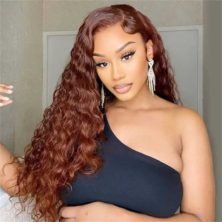 Reddish brown hair lace wigs #33 color human hair 13x4 lace front wigs body wave dark auburn human hair wig for black women