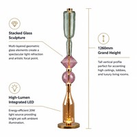 Lampe sur pied LED scandinave moderne E27, grande taille, avec abat-jour en verre, style contemporain de luxe, lumière blanc chaud, pour chambre à coucher, chevet, salon
