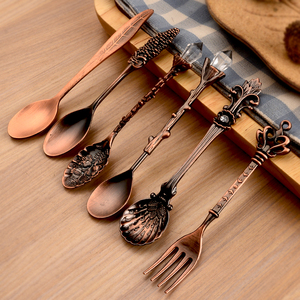 Set di 6 Forchette per Frutta e Cucchiaini da Caffè/Dessert Vintage Palace in Lega di Zinco <span class=keywords><strong>Oro</strong></span> Rosa, Eco-Friendly, Regalo Aziendale, Stile Retrò - Product Image 6