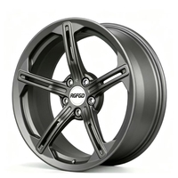 Jantes en alliage forgées monobloc légères à 5 branches rainurées noir brillant pour l'amélioration des voitures de sport