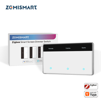 Zemismart Tuya Zigbee Interrupteur variateur d'écran horizontal avec affichage de nom personnalisé DIY 1/2/3 Gang, fonction Tap On/Off et Long Press Dim, compatible Alexa