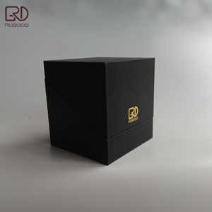 Rogood กล่องของขวัญกระดาษแข็งสำหรับน้ำหอม/RGD-<span class=keywords><strong>P2122</strong></span>เทียนพร้อมกรอบสีทองทรงสี่เหลี่ยมเปิดฝาสีดำสนิท - Product Image 2