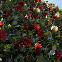 Bloemenwand achtergrondrol Rosy Flower FW128, kunstbloemen, 8ft x 8ft, voor kerstdecoratie