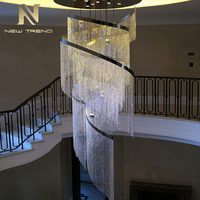 Lustre en cristal de style moderne pour décoration intérieure, grand projet, hall d'hôtel, villa, escalier