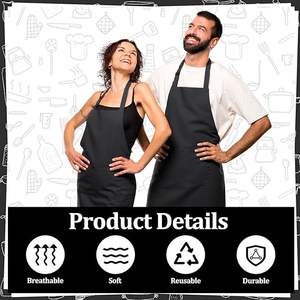 Celemek Dapur Unisex dengan Logo Kustom yang Dapat Disesuaikan, Celemek Masak dengan <span class=keywords><strong>2</strong></span> Kantong, Celemek Koki untuk Wanita Pria, Kerajinan, BBQ, Menggambar - Product Image 3