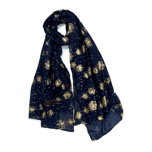 Sciarpa Lunga in Cotone TR Angelina con Stampa Dente di Leone in Lamina d'Oro 70x180cm, Accessorio di Moda - Product Image 1