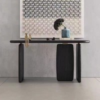 Console murale multifonctionnelle en bois massif courbé style Wabi-Sabi, noire, moderne, pour entrée, meuble de présentation, mobilier de maison