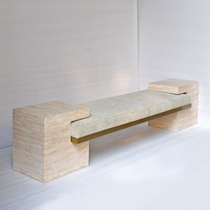 <span class=keywords><strong>Table</strong></span> <span class=keywords><strong>Basse</strong></span> de Salon Moderne Minimaliste Nordique pour Villa, <span class=keywords><strong>Table</strong></span> d'Appoint et <span class=keywords><strong>Banc</strong></span> en Travertin - Product Image 1