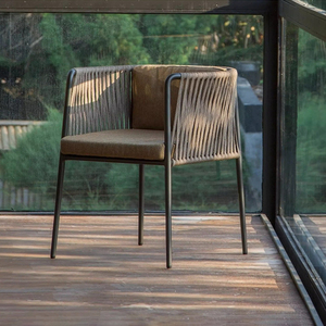 Chaises d'extérieur empilables personnalisables en corde Bistro Patio Lounge Chair Aluminium Restaurant Chair for Garden - Product Image 4