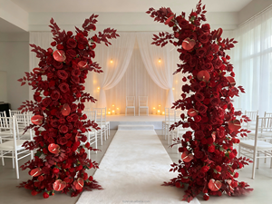 Arco Metallico a Forma di Cuore Bordeaux di Lusso 6-7 Piedi, Pezzo Centrale Perfetto per Cerimonie Nuziali e Decorazioni per Eventi - Product Image 5