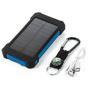 Batterie solaire étanche - 20000 mAh, double USB, batterie Li-polymère avec sortie 25W et lumière d'appoint pour les voyages