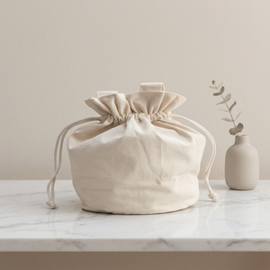 Custom Eco-Friendly Organic Cotton Drawstring Bag with Logo Reusable Foldable Large Capacity <b>Storage</b> Pouch Cosmetic Bags - Product Image 3