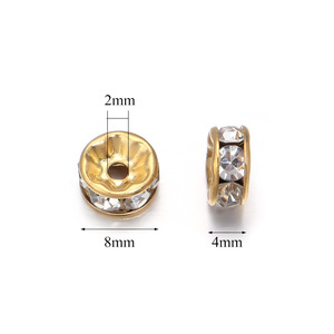 Anillo de acero inoxidable con diamantes de imitación de 8 mm, cuentas espaciadoras de circonia cúbica para accesorios de fabricación de joyas DIY, forma redonda de llanta de rueda - Product Image 2