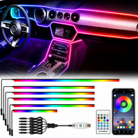 1 bis 6 Splitter Auto-Ambientebeleuchtungs-Set 110cm 75cm 35cm APP-Fernbedienung Chasing Symphony RGBIC
