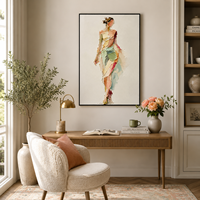 Peinture à l'huile abstraite de luxe représentant une silhouette féminine, sur toile texturée, art mural contemporain, décoration de galerie, œuvre d'art de designer, pour hôtel