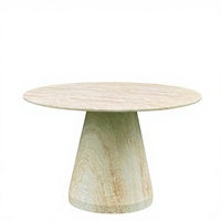 Table à manger ronde en béton minimaliste moderne avec base conique, design stable pour l'ameublement de la maison