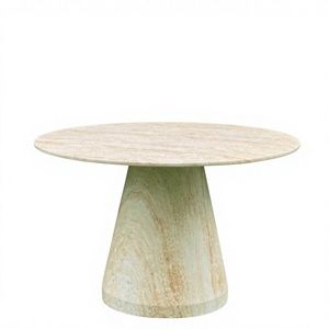 Table à manger ronde en béton minimaliste moderne avec base conique, design stable pour l'ameublement de la maison - Product Image 5