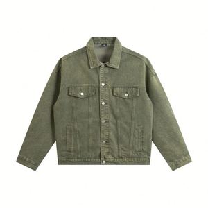 แจ็คเก็ตยีนส์ผู้ชายสไตล์วินเทจ Y2K แบบสั่งทำพิเศษ ตัดเย็บแบบแพทช์เวิร์ค พิมพ์ลาย แต่งดีเทลขาดๆ กระดุมแบบดั้งเดิม คุณภาพสูง เนื้อผ้าหนา ซักแบบสโตนวอช - Product Image 2