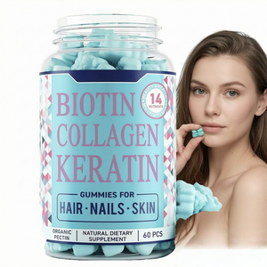 Gomitas Multivitamínicas Veganas Naturales para Adultos con Logotipo Personalizado y Etiqueta Personalizada, Suplemento Dietético para el Crecimiento del Cabello y la Belleza, Biotina, Mejora 60 - Product Image 1