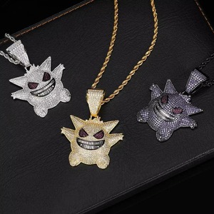 Colliers de luxe pour hommes, style rap et streetwear, avec pendentifs personnalisés en forme de figurine manga, sertis de diamants Moissanite VVS1, plaqué or 14K sur argent S925 - Product Image 2