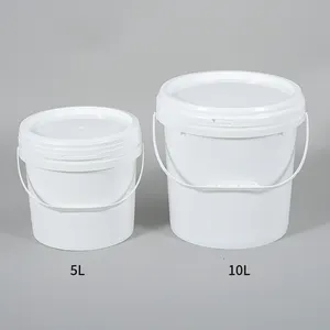 Cubo de plástico Pp con mango de tapa, pintura al óleo blanca resistente, 5 galones de galones, 20L de capacidad, venta al por mayor