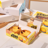 Boîte à tartelettes en papier kraft blanc biodégradable personnalisée avec fenêtre en PVC, type dossier gaufré, emballage alimentaire jetable pour boulangerie, laminé
