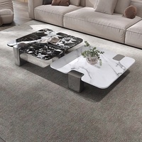 Nouvelle Table Basse Carrée en Marbre Noir Bulgare 2026 – Design Moderne pour Salon, Combinaison Haute-Basse