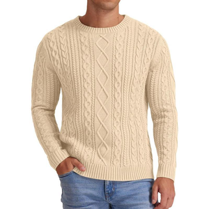 Suéter <span class=keywords><strong>de</strong></span> <span class=keywords><strong>punto</strong></span> personalizado para hombre, <span class=keywords><strong>de</strong></span> piel <span class=keywords><strong>de</strong></span> conejo, estilo pescador, con tejido trenzado, antipilling, cálido, ODM, venta al por mayor - Product Image 4