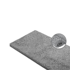 Tapis de salle de bain et tapis de bain antidérapants en tissu chenille absorbant l'eau, doux, à rayures orientales, lavables en machine, avec support antidérapant - Product Image 1