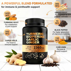 Complément alimentaire naturel de qualité professionnelle non OGM, 2360 mg par portion, 120 capsules, curcuma, biopérine, <span class=keywords><strong>ail</strong></span>, gingembre, pour adultes - Product Image 3