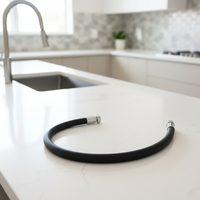Robinet de cuisine moderne monotrou avec tuyau flexible en silicone rotatif, montage sur plan, poignée unique, en acier inoxydable 304