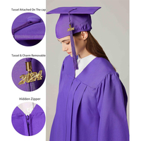 Vente en gros unisexe violet mat Graduation Cap et Gown 2025 Tassel Set High School Graduation Gown University Toga