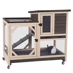 TIANYI Outdoor Gray Pet House Chicken Nesting Box Bunny Rabbit Hutch Large Wooden Hen Cage with 3 Trays