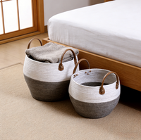 Panier de rangement en papier YC, tressé à la main, décoration moderne pour la maison, grand format, écologique, avec poignée, multifonction, XXL, ovale, haut