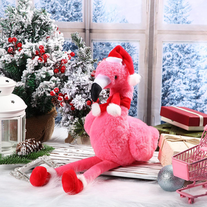 <span class=keywords><strong>Peluche</strong></span> di <span class=keywords><strong>Fenicottero</strong></span> Rosa Natalizio da 8 Pollici con Cappello da Babbo Natale per Decorazione, Simpatico <span class=keywords><strong>Peluche</strong></span> Personalizzato - Product Image 3