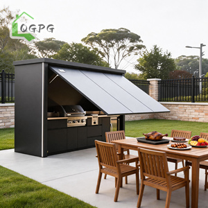 <span class=keywords><strong>Cocina</strong></span> Modular Profesional <span class=keywords><strong>de</strong></span> Acero Inoxidable 304 con Techo Retráctil Motorizado, Parrilla Integrada, Fregadero y Almacenamiento para Resort - Product Image 1