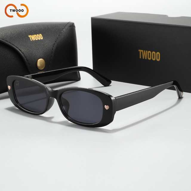 TWOOO T1796 OEM and ODM New Oval Cat Eye Sunglasses Heart Studded Fashion Versatile Factory Wholesale