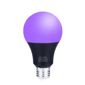 UV LED 전구 385-400nm LED 블랙 전구 AC 85-265V 9W 블랙 쉘 E26 보라색 형광등 LED 전구 할로윈 장식
