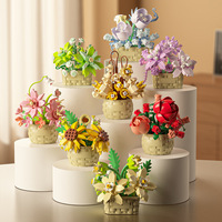 Mini ramo de flores juegos de bloques de construcción plástico ABS Forever Rose decorado flor cubierta de polvo modelo elegante juguete Día de San Valentín