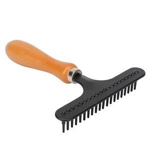 Strumento di Deshedding capelli corti-lunghi per cani e gatti rastrello toelettatura per animali domestici con manico in legno pennello facile da usare - Product Image 4