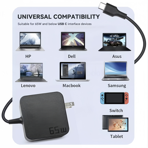 Adaptador de CA Portátil USB C de 65 W, Cable de 5.75 Pies, Compatible con SCP PD 3.0, Universal para MacBook, Dell, HP, <span class=keywords><strong>Lenovo</strong></span>, <span class=keywords><strong>Cargador</strong></span> de Laptop Tipo C de 65 W - Product Image 6