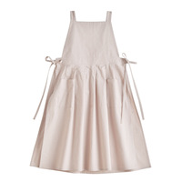 Robe chasuble vintage plissée fendue en coton pour femmes de grande taille avec deux poches