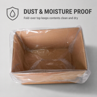 Sac en LDPE à fond carré, résistant à l'humidité, transparent, pour carton, avec ouverture supérieure, thermoscellable, durable, grand format