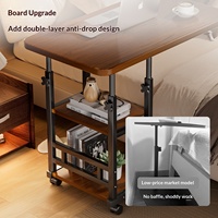Bureau mobile réglable en hauteur avec roulettes, en MDF, pour le bureau, l'étude et la chambre à coucher